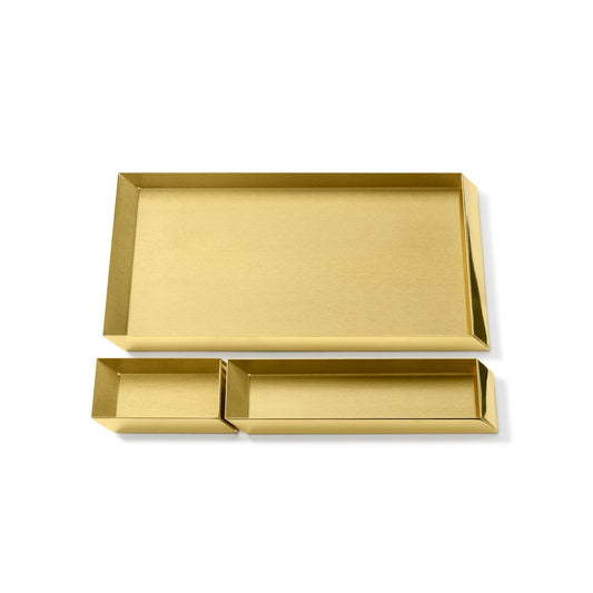 Axonometry Desk Top Trays in Brass by E. Giovannoni for Ghidini 1961, Set of 3