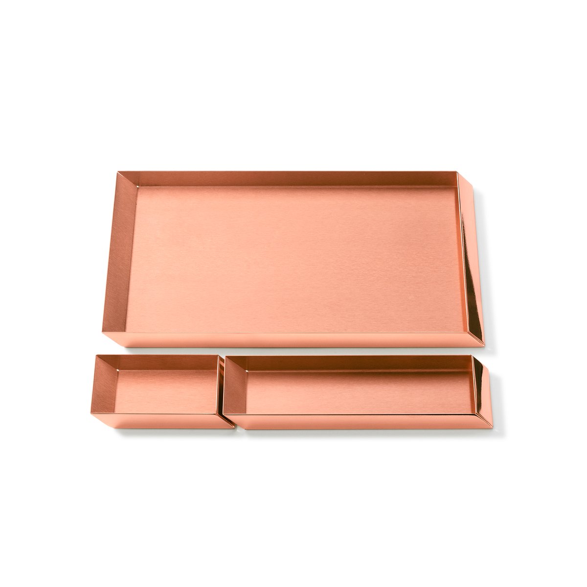 Axonometry Desk Top Trays in Copper by E. Giovannoni for Ghidini 1961, Set of 3