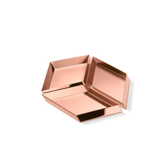 Axonometry Large Cube Containers in Copper by E. Giovannoni for Ghidini 1961, Set of 3