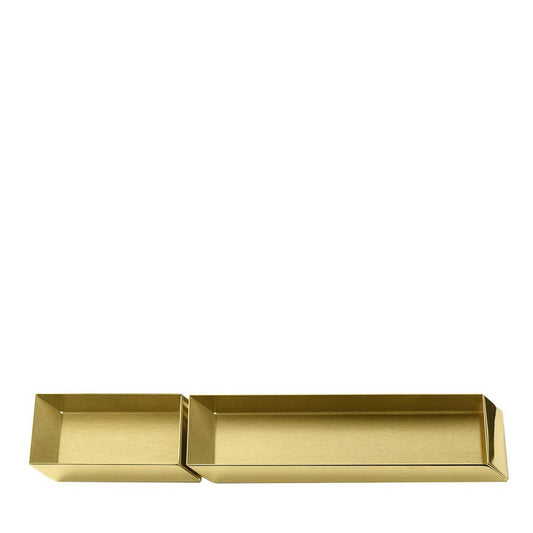 Axonometry Pen and Cards Brass Tray Set by Elisa Giovannoni