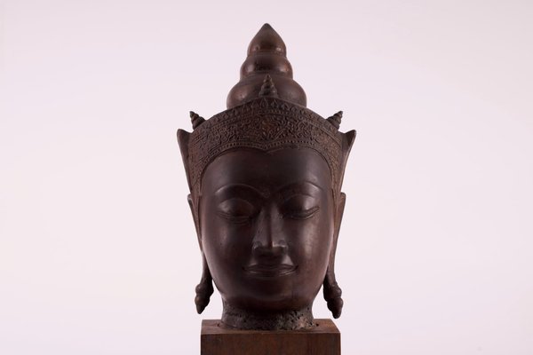 Ayutthaya Artist, Crowned Buddha Head, 1700s, Bronze-OWS-1772910