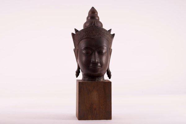 Ayutthaya Artist, Crowned Buddha Head, 1700s, Bronze-OWS-1772910