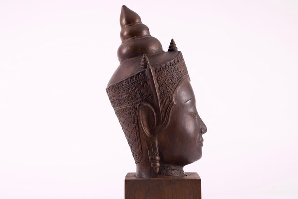 Ayutthaya Artist, Crowned Buddha Head, 1700s, Bronze-OWS-1772910