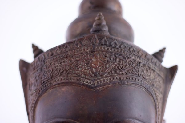 Ayutthaya Artist, Crowned Buddha Head, 1700s, Bronze-OWS-1772910