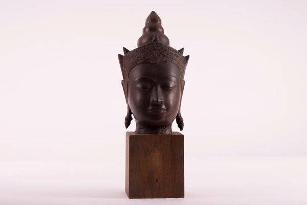 Ayutthaya Kingdom Bronze Crowned Buddha Head-OWS-1772569