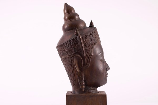 Ayutthaya Kingdom Bronze Crowned Buddha Head-OWS-1772569