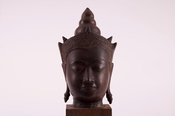 Ayutthaya Kingdom Bronze Crowned Buddha Head-OWS-1772569