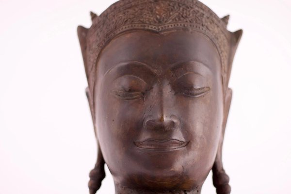 Ayutthaya Kingdom Bronze Crowned Buddha Head-OWS-1772569