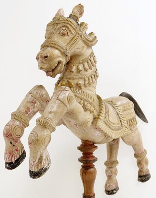 Ayyanar India Carved and Polychrome Wood Horse-NYF-2019235