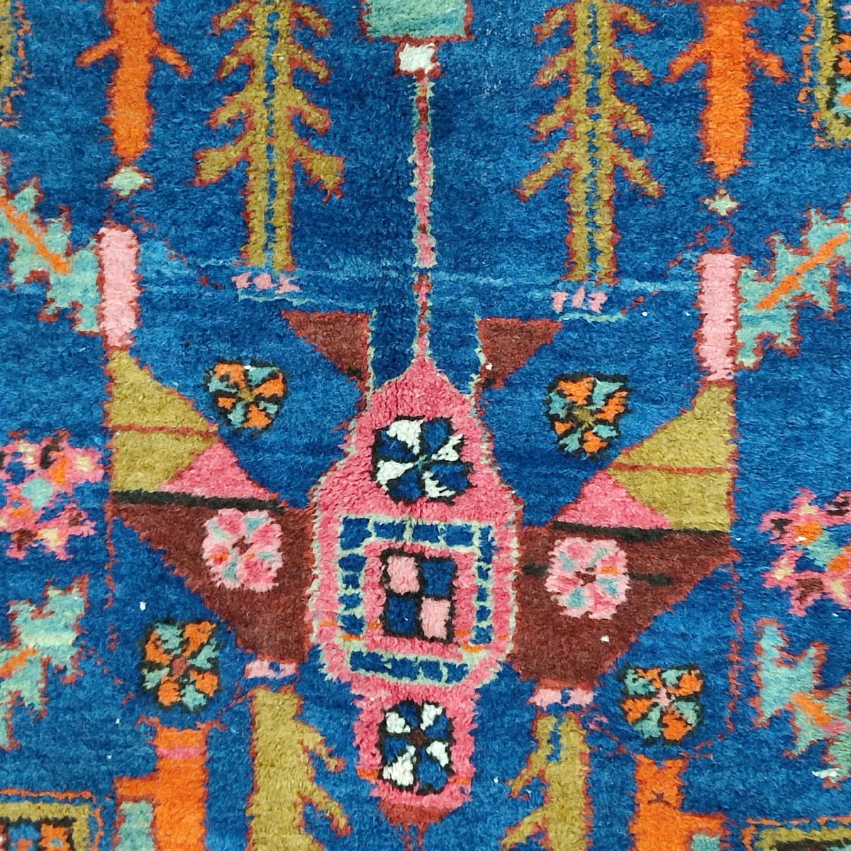 Azerbaijan Runner Rug with 3 Geometric Medallions, 1950s