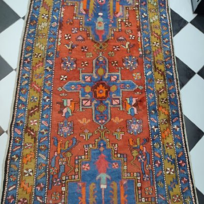 Azerbaijan Runner Rug with 3 Geometric Medallions, 1950s-YGE-1113209