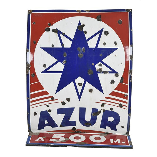 Azure Enamelled Petrol Station Plate