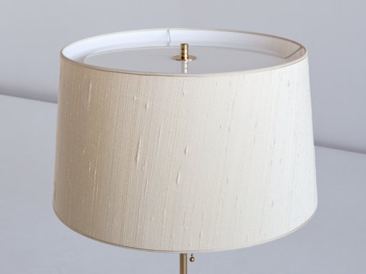 B-024 Brass Table Lamp with Beige Silk Shade from Bergboms, Sweden, 1960s-FMT-1060149