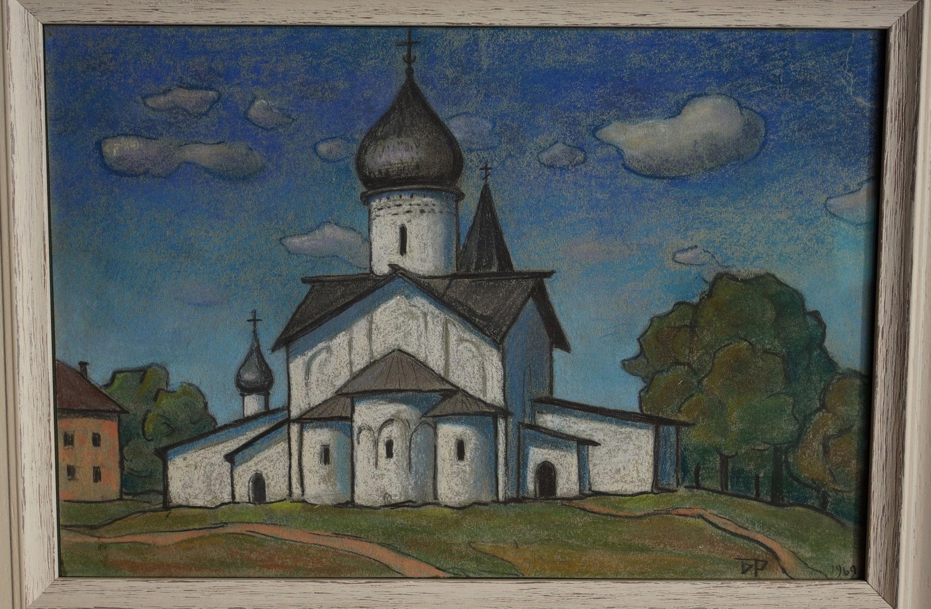 B.A. Smirnov-Rusetsky, Church of the Ascension of the Lord, 1969, Pastel on Paper, Framed