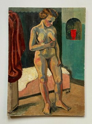 B. de Chateau Thierry, Nude Woman, Oil on Panel, 1930s-QKG-1383279