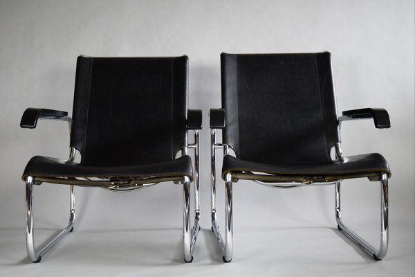 B35 Lounge Chairs in Black by Marcel Breuer for Thonet, Set of 2-IEI-1317834