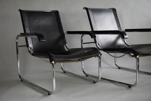 B35 Lounge Chairs in Black by Marcel Breuer for Thonet, Set of 2-IEI-1317834