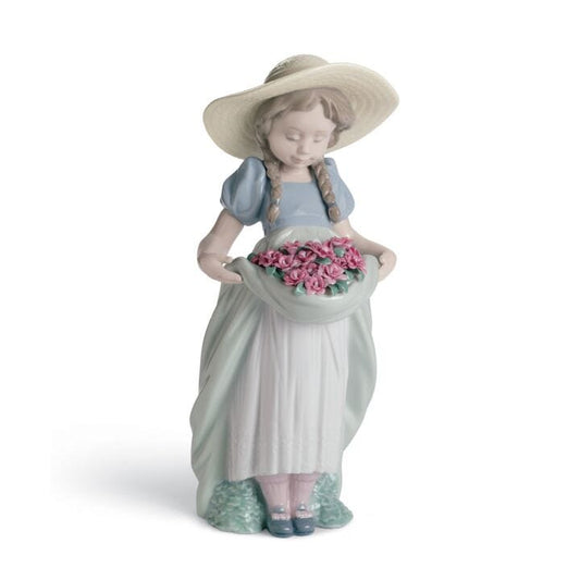 Bountiful Blossoms Girl with Carnations Figurine by Lladró