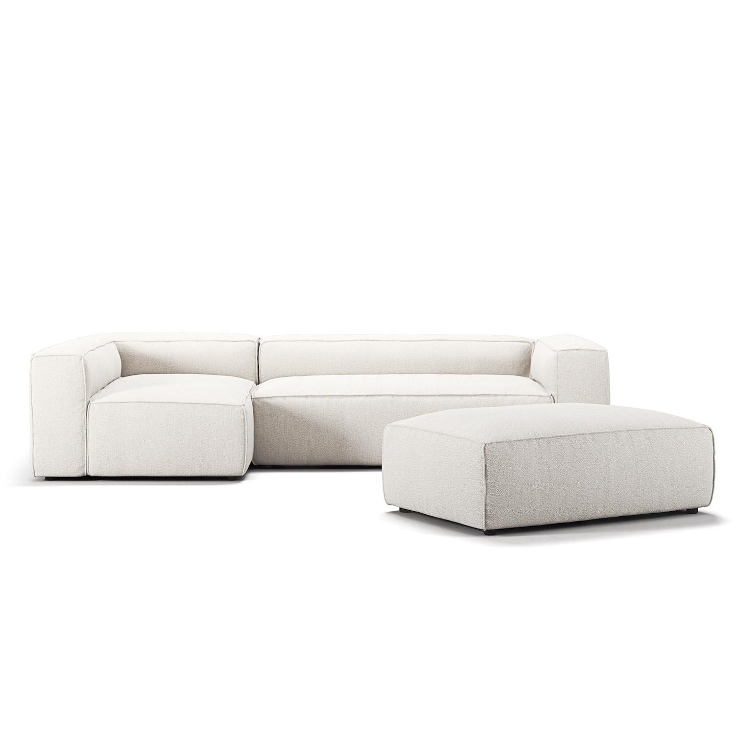 Decotique Grand 4-Seater Sofa Divan Open End With Footstool Left Steam/ White