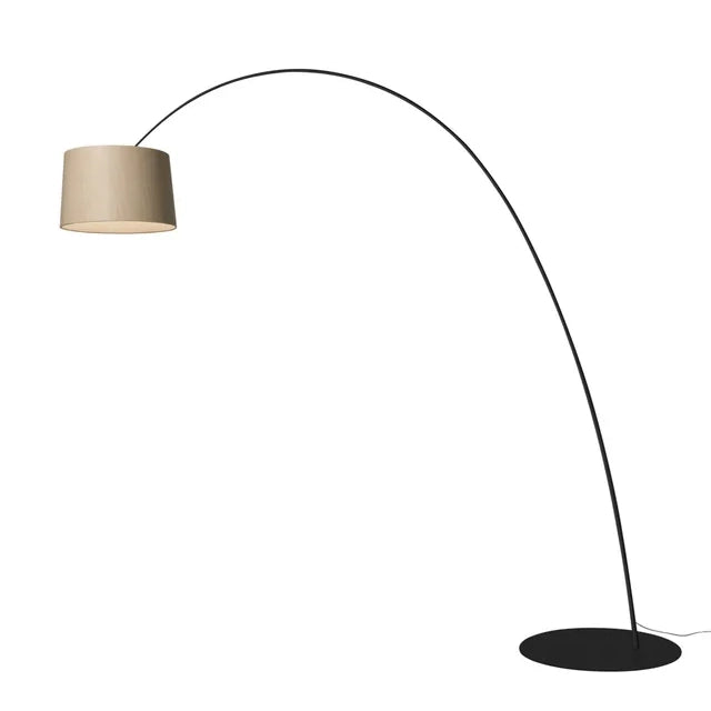 Twiggy Elle Wood - Led Arc Lamp With Metal Base And Oak Lampshade by Foscarini #Oak / Black