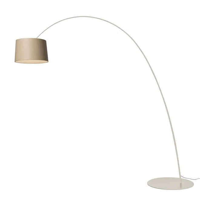 Twiggy Elle Wood - Led Arc Lamp With Metal Base And Oak Lampshade by Foscarini #Oak / Greige