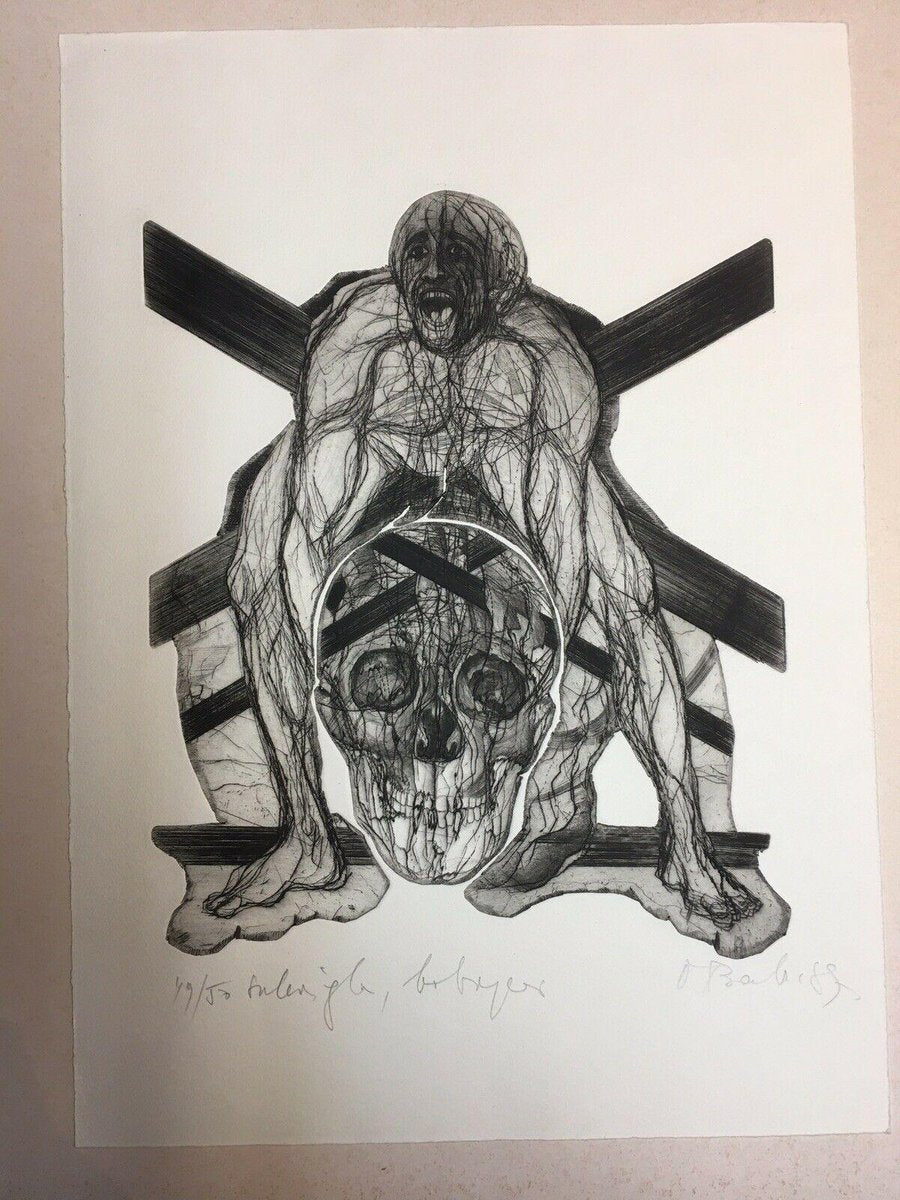 Babić Dubravka, Croatia Etching, Dance of Death Skull, 1987