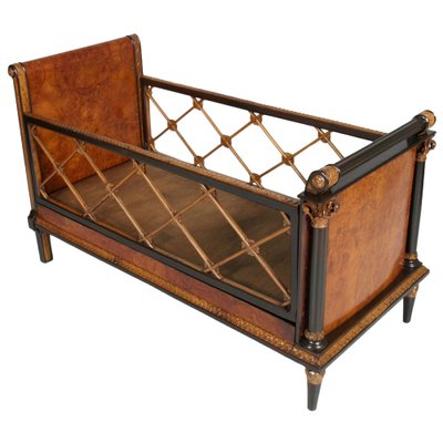 Baby Bed Cot in Burl Walnut and Carved Maple by Paolo Buffa for La Permanente Mobili Cantù, 1930s-NJV-1373662