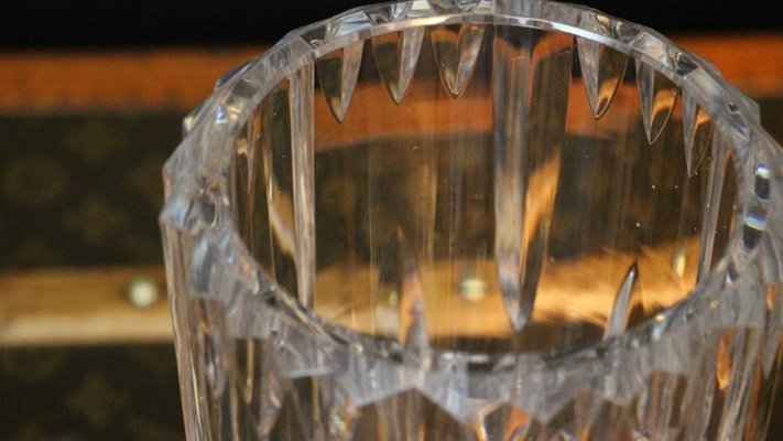 Baccarat Cut Clear Crystal Vase, 1970s-YF-1427633