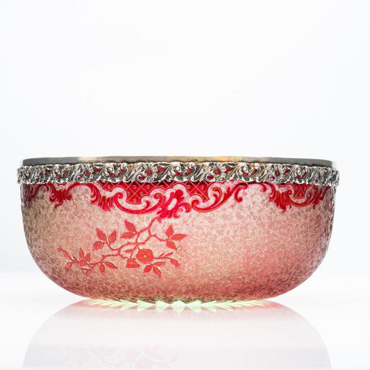 Baccarat Pattern Bright Crimson Acid Etched Bowl, France, 1900s