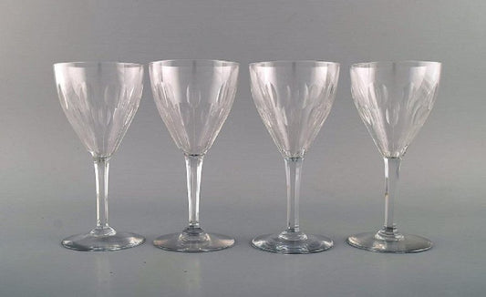 Baccarat Red Wine Glasses in Clear Mouth Blown Crystal Glass, France, Set of 9