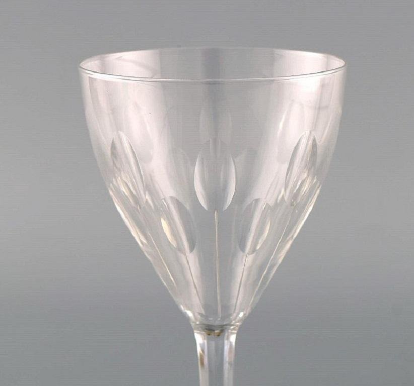 Baccarat Red Wine Glasses in Clear Mouth Blown Crystal Glass, France, Set of 9