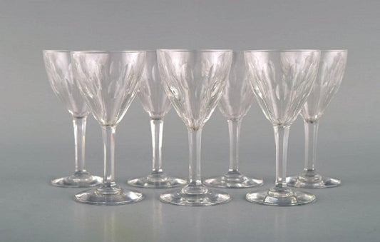 Baccarat Tallyrand Glasses in Clear Mouth-Blown Crystal Glass, France, Set of 7