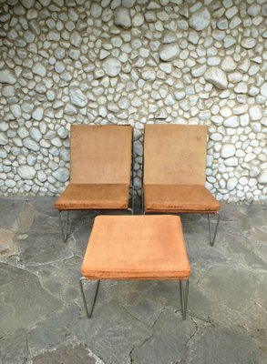 Bachelor Chairs & Ottoman by Verner Panton for Fritz Hansen, 1950s, Set of 3-ZM-979471