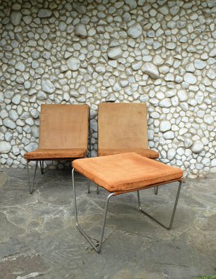 Bachelor Chairs & Ottoman by Verner Panton for Fritz Hansen, 1950s, Set of 3-ZM-979471