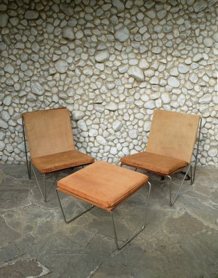 Bachelor Chairs & Ottoman by Verner Panton for Fritz Hansen, 1950s, Set of 3-ZM-979471