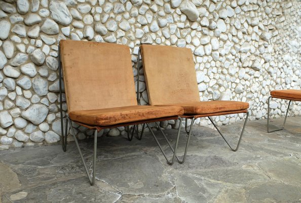 Bachelor Chairs & Ottoman by Verner Panton for Fritz Hansen, 1950s, Set of 3-ZM-979471