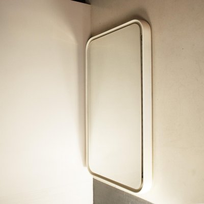 Backlit Mirror with Curved Wooden Frame-JQO-1184508