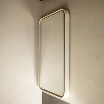 Backlit Mirror with Curved Wooden Frame-JQO-1184508