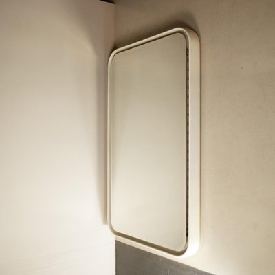 Backlit Mirror with Curved Wooden Frame-JQO-1184508