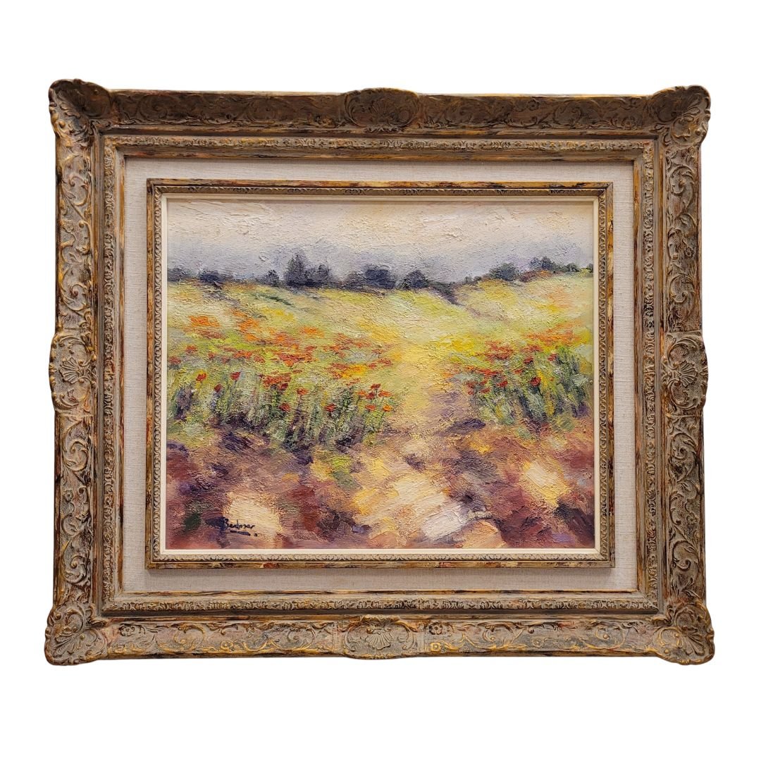 Badosar, Field of Poppies, Mid-20th Century, Oil on Canvas, Framed