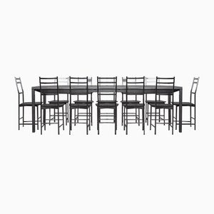 Bagutta Table and Chairs in Aluminum by Opera Design for Ycami, 1980s, Set of 13-KNM-930836