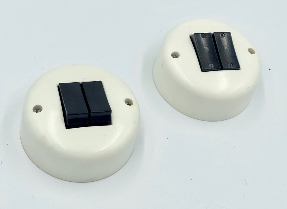 Bakelite Light Switches, 1940s, Set of 2