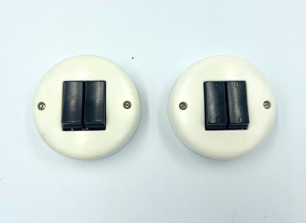 Bakelite Light Switches, 1940s, Set of 2