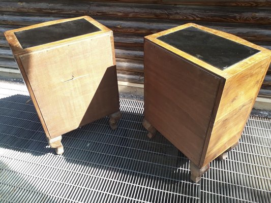 Bakelite Nightstands with Metal Handles, 1940s, Set of 2-RAQ-1389086