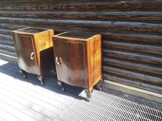 Bakelite Nightstands with Metal Handles, 1940s, Set of 2-RAQ-1389086