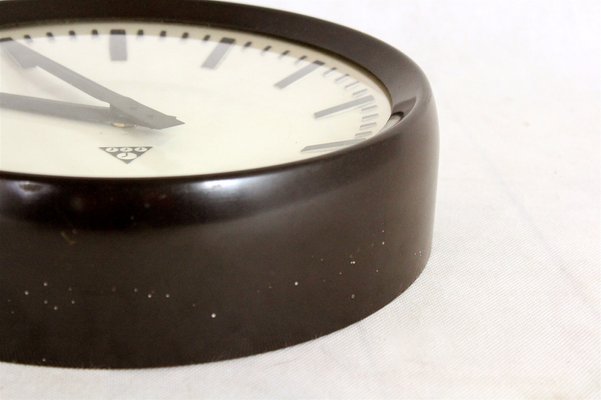 Bakelite Railway Clock from Pragotron, 1950s-WVS-1287002