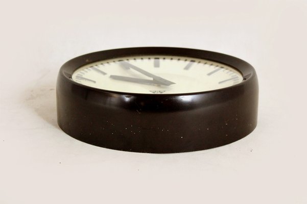 Bakelite Railway Clock from Pragotron, 1950s-WVS-1287002