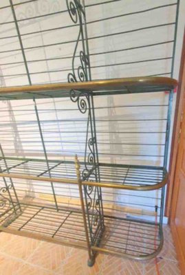 Bakers Shelf in Wrought Iron and Brass, 1900s-SIZ-1789180