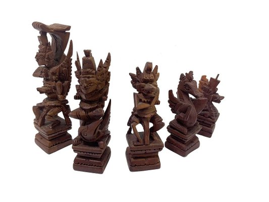 Balinese Chess Set in Box, 20th Century, Set of 33-UCH-1700770