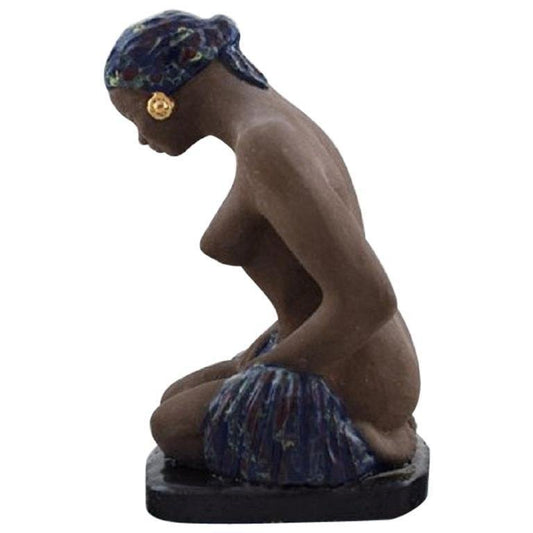 Balinese Girl in Raw and Glazed Ceramic by Bengt Wall, Sweden, 1950s